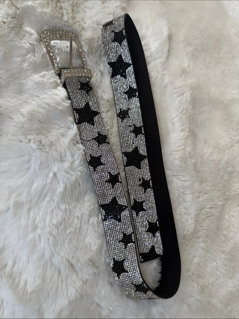 Crystal Star Accent Women's Belt - Silver and Black 42 in.